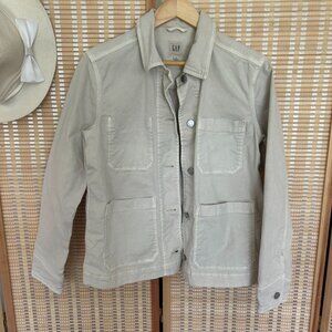 Vintage Gap Womens Beige Utility Jacket With Front Pockets & Button Closure - Si